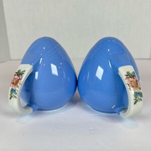 Vintage Hall's Superior Quality Salt & Pepper Shaker Blue Ceramic  "Rose Parade"
